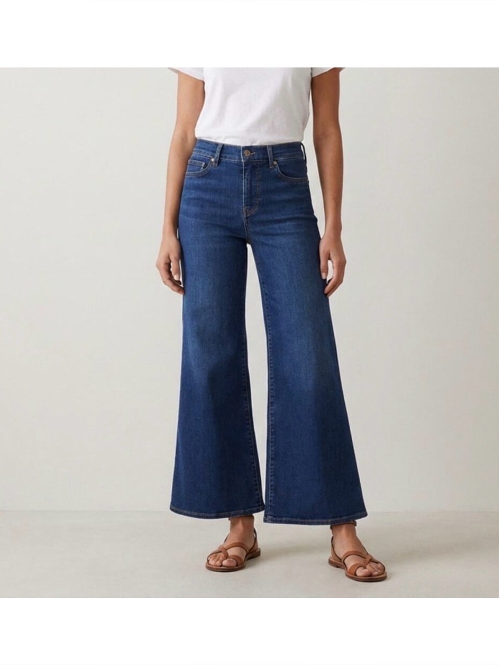 FRAME Le Palazzo Crop Jeans in Magesty dark wash Stretch Denim raw hem Size 28